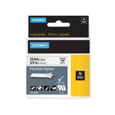 Dymo Rhino Industrial Label Tape 19mmx3.5m Nylon Black/White 3/4"