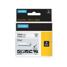 Dymo Rhino Industrial Label Tape 12mmx5.5m Vinyl Black/White 1/2"