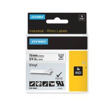 Dymo Rhino Industrial Label Tape 19mmx5.5m Vinyl Black/White 3/4"