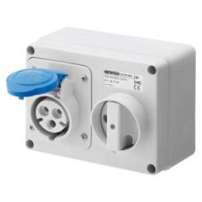 Gewiss Horiz Skt Outlet Switch W/Btm 2P+E 32A 200-250V 6H