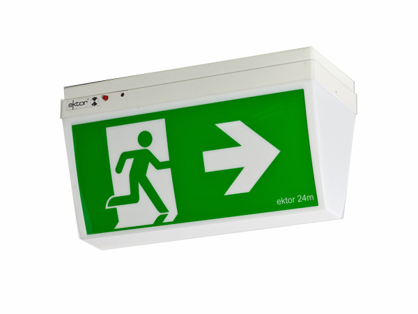 ektor boxit ceiling mounted exit sign 24m white globelink